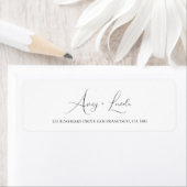 Étiquette Simple Classy White & Black Script Wedding Address (En situation)