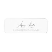 Étiquette Simple Classy White & Black Script Wedding Address (Devant)