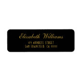 Étiquette Simple Clean Black Gold Elegant Script Adresse (Devant)