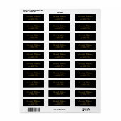 Étiquette Simple Clean Black Gold Elegant Script Adresse (Feuille entière)