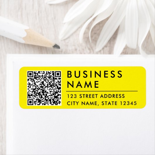 Étiquette Simple Code QR de site Web jaune moderne Adresse d (En situation)