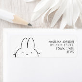 Étiquette Simple Cute noir et blanc Bunny Adresse de retour (En situation)