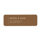 Étiquette Simple Dark Taupe Moderne Mariage Adresse de retou (Devant)