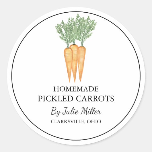 Étiquette simple de carottes cuites maison (Devant)