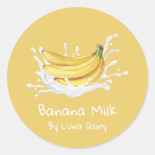 Étiquette Simple de Lait de Banane Mignon (Devant)