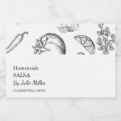 Étiquette simple de salsa de tomate noire et blanc (Étiquettes simples)