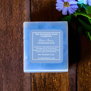 Étiquette simple de savon bleu et de cosmétiques