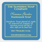 Étiquette simple de savon cosmétique bleu sarcelle (Devant)