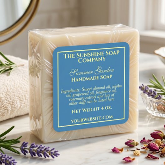 Étiquette simple de savon cosmétique bleu sarcelle