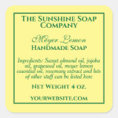 Étiquette simple de savon et de cosmétiques jaune (Devant)
