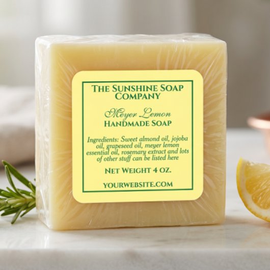 Étiquette simple de savon et de cosmétiques jaune