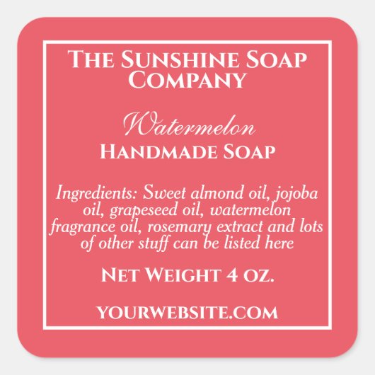 Étiquette simple de savon rose profonde et de cosm (Devant)