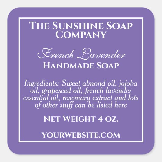 Étiquette simple de savon violet et blanc (Devant)