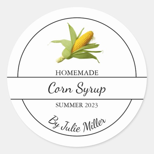 Étiquette simple de sirop de maïs fait maison (Devant)