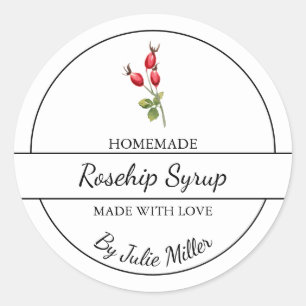 Étiquette simple de sirop de rosehip fait maison