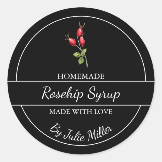 Étiquette simple de sirop de rosehip fait maison (Devant)