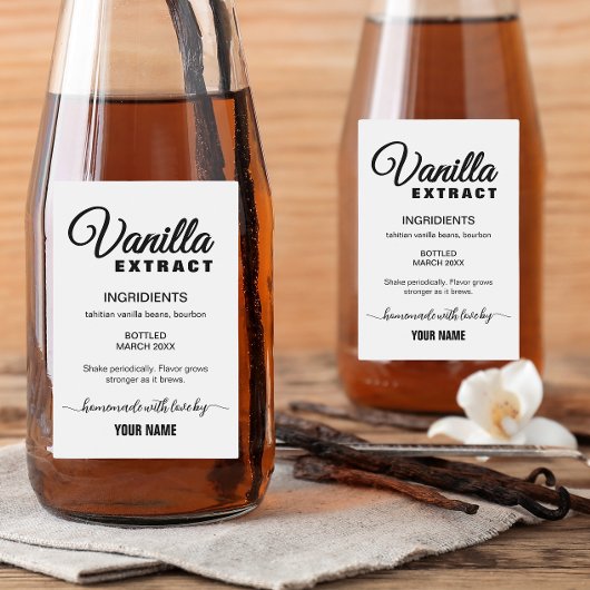 Étiquette Simple d'Extrait de Vanille Personnalisé