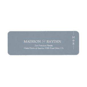 Étiquette Simple Dusty Blue Monogram Adresse de retour