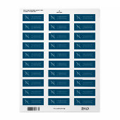 Étiquette Simple Élégance Monogramme Bleu Marine Adresse de (Feuille entière)