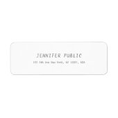 Étiquette Simple Elegant Blanc Cute Modèle moderne Script (Devant)