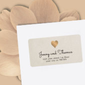 Étiquette Simple Elegant Faux Gold Heart Mariage