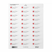 Étiquette Simple Élégant Mariage Bohème Rouge Cœur Blanc (Feuille entière)