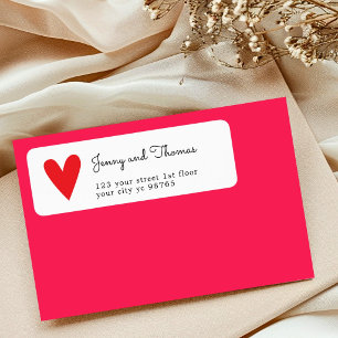 Étiquette Simple Élégant Mariage Cœur Rouge Blanc