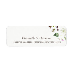 Étiquette Simple Elégant Mariage de fleurs sauvages botaniqu