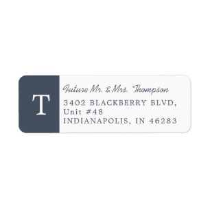 Étiquette Simple Élégant Monogramme Smoky Navy Adresse de re