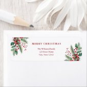 Étiquette Simple Élégant Noël Floral Adresse de retour (En situation)