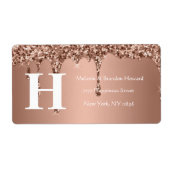 Étiquette Simple Elegant Rose Gold Monogramme Retour initial (Devant)