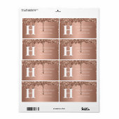 Étiquette Simple Elegant Rose Gold Monogramme Retour initial (Feuille entière)