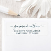 Étiquette Simple Élégant Script Turquoise Mariage Adresse de (En situation)