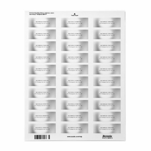 Étiquette Simple Elegant Simple Moderne Gris (Feuille entière)