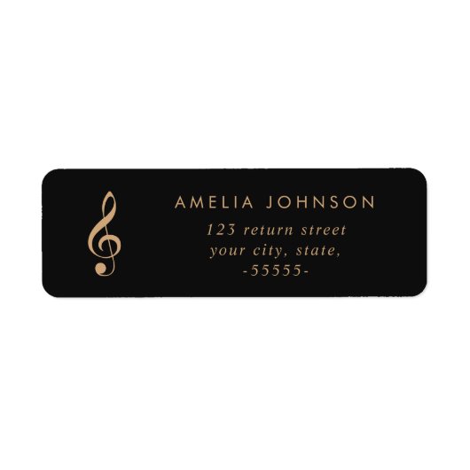 Étiquette Simple élégant Treble Clef Music Enseignant Noir (Devant)
