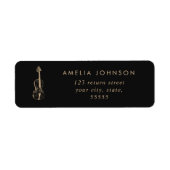 Étiquette Simple élégant violon enseignant musicien noir (Devant)