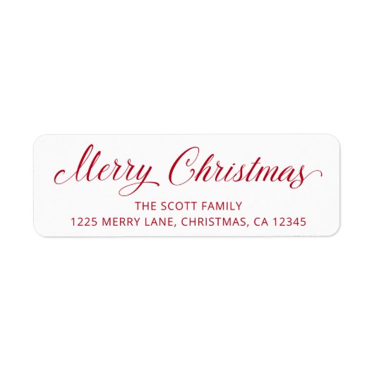 Étiquette Simple élégante Rouge Script moderne Noël (Devant)
