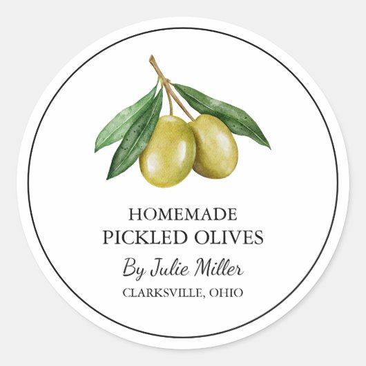 Étiquette simple en olive cuite maison (Devant)