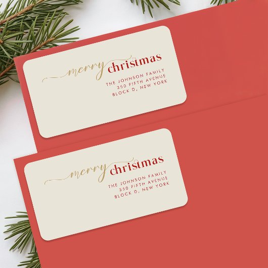 Étiquette Simple Family Christmas Holiday Return Address