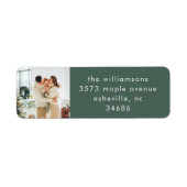 Étiquette Simple Festive Green Unique Photo Adresse de retou (Devant)