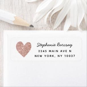 Étiquette Simple Glam Rose Gold Parties scintillant Heart Ad