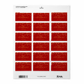 Étiquette Simple GOLD Christmas Holidays Glitter Red (Feuille entière)