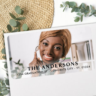 Étiquette Simple Graduation Custom Photo Return Adresse