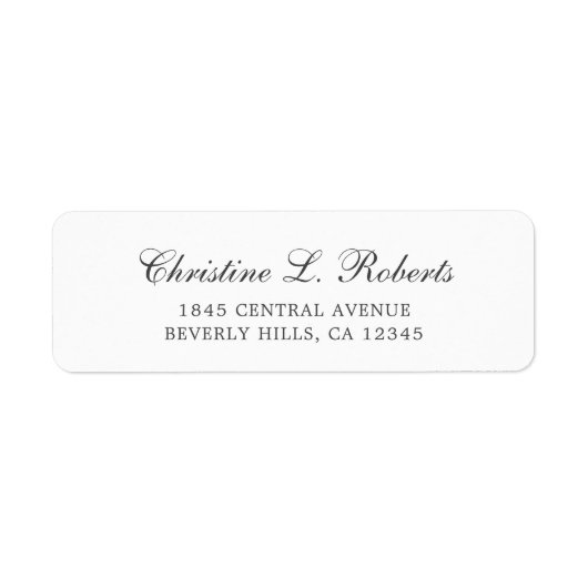 Étiquette Simple Gris Blanc Élégant Script Adresse de retour (Devant)