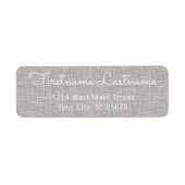 Étiquette Simple Gris clair Gris Jute Burlap Lin Texture (Devant)