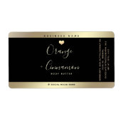 Étiquette Simple lux typographie noir or coeur carré (Devant)