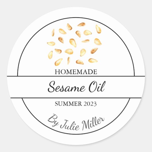 Étiquette simple maison à huile de sésame (Devant)
