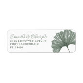 Étiquette Simple Mariage Feuille de Ginkgo Vert de Sage (Devant)