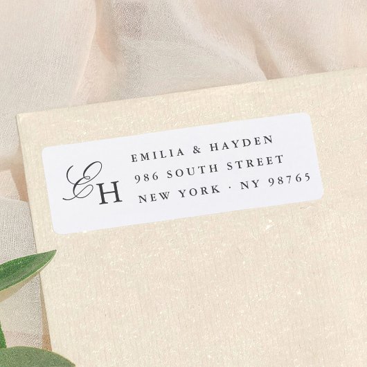 Étiquette Simple Mariage Monogramme Bohème Minimaliste
