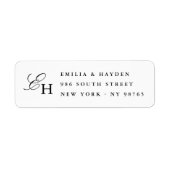 Étiquette Simple Mariage Monogramme Bohème Minimaliste (Devant)